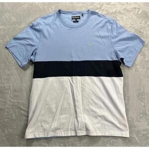 Barbour T-Shirt Men's XXL Tailored Fit Blue White Striped Short Sleeve Cotton